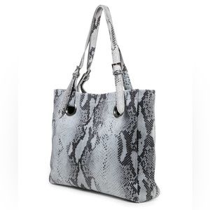 CoFi Erin Tote White Snake Leather Tote Bag
